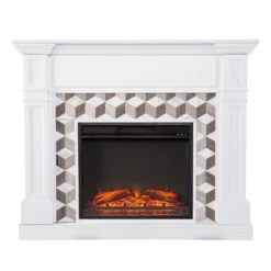 Budedar Fireplace With Marble Surround White - Aiden Lane -Baxton Studio Sale Shop GUEST 737d8347 1e17 499d 92ae 87838e8f0fb0