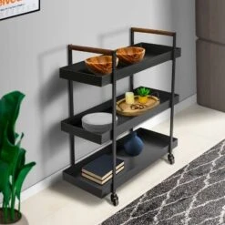Metal Frame Bar Cart With Tray Shelves Black - The Urban Port 10 Metal Frame Bar Cart With Tray Shelves Black - The Urban Port -Baxton Studio Sale Shop GUEST 73a58ef0 237c 426f 8da2 fedaca24b07b