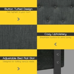Costway Queen Upholstered Headboard Adjust Button Tufted Faux Linen -Baxton Studio Sale Shop GUEST 74123576 6125 4622 9924 55b54f7930b3