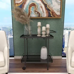 Contemporary Metal Bar Cart Black - Olivia & May -Baxton Studio Sale Shop GUEST 741de733 b0b0 479d bbc3 c0d66095aa32