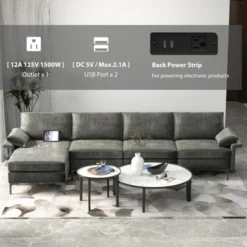 Costway Modern Modular L-shaped Sectional Sofa W/ Reversible Chaise & 2 USB Ports -Baxton Studio Sale Shop GUEST 74279596 9e92 4c57 b3d6 4a669ebab571