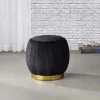 Simple Relax Upholstered Round Ottoman With Metal Base In Black And Gold