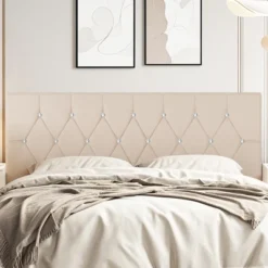 VECELO Tufted Upholstered Queen/King Size Headboard, 6 Adjustable Height, Easy Assembly, Beige/Black -Baxton Studio Sale Shop GUEST 74394804 07a4 481f 9695 f06a790a5564