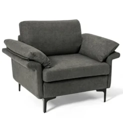Costway Modern Linen Fabric Accent Armchair Upholstered Single Sofa W/ Metal Legs Grey -Baxton Studio Sale Shop GUEST 744f45a4 138e 4508 a3a3 26e96d051161
