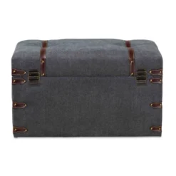 Palma Modern Transitional Fabric Upholstered Storage Trunk Ottoman Gray - Baxton Studio: Cushioned, Antique Brass Latches, No Assembly Required -Baxton Studio Sale Shop GUEST 74892547 4ea7 41fd a3b4 e8ce42daaefd