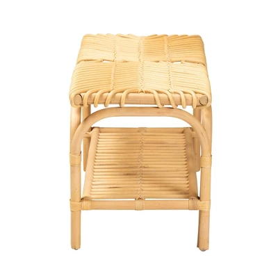 Himari Rattan Accent Bench Natural Brown - Baxton Studio: Handcrafted, Entryway, Bedroom, Shelf Storage 3 Himari Rattan Accent Bench Natural Brown - Baxton Studio: Handcrafted, Entryway, Bedroom, Shelf Storage - Image 3
