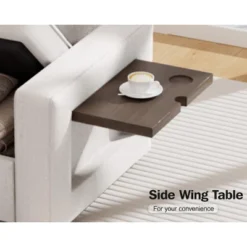 Vipbear 7 Seat L Shaped Modular Sectional Sleeper Sofa Bed With Pull Out Bed/Reclining Backrest/USB Ports/Table/LED Light/Storage Seat, Chenille -Baxton Studio Sale Shop GUEST 749fa0a4 f831 4414 9bfb d6532eda4e66