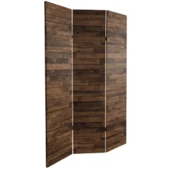 6" Double Sided Walnut Wood Pattern Canvas Room Divider Brown - Oriental Furniture -Baxton Studio Sale Shop GUEST 74f66a50 7391 4d7c 938a de1327061146