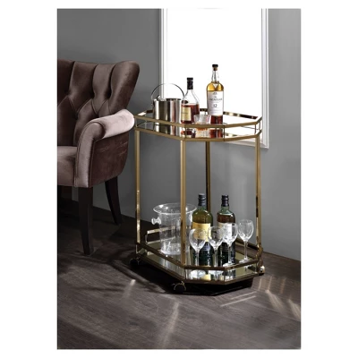 Lacole Serving Cart Mirror/Champagne - Acme Furniture 1 Lacole Serving Cart Mirror/Champagne - Acme Furniture