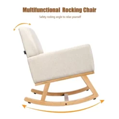 Costway Mid Century Rocking Chair Upholstered Armchair W/ Lumbar Support BeigeGray -Baxton Studio Sale Shop GUEST 75202b88 3718 42d2 9a5e ed156035cd3e