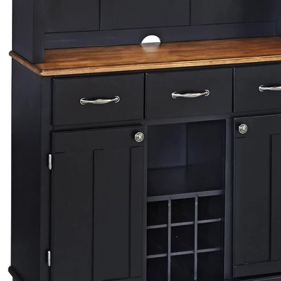 Large Buffet Of Buffets Server With Hutch And Oak Top Black - Homestyles 6 Large Buffet Of Buffets Server With Hutch And Oak Top Black - Homestyles - Image 6