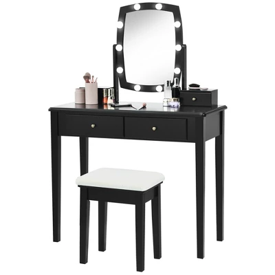 Costway Vanity Table Set With Lighted Mirror Adjustable 10 Bulbs Dresser 4 Drawer 8 Costway Vanity Table Set With Lighted Mirror Adjustable 10 Bulbs Dresser 4 Drawer - Image 8