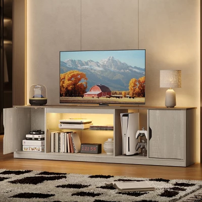 Bestier 70" TV Stand For Up To 75 Inch TV, LED Gaming Entertainment Center With Storage Cabinet, Media Console With Adjustable Tempered Glass Shelf 10 Bestier 70" TV Stand For Up To 75 Inch TV, LED Gaming Entertainment Center With Storage Cabinet, Media Console With Adjustable Tempered Glass Shelf - Image 10