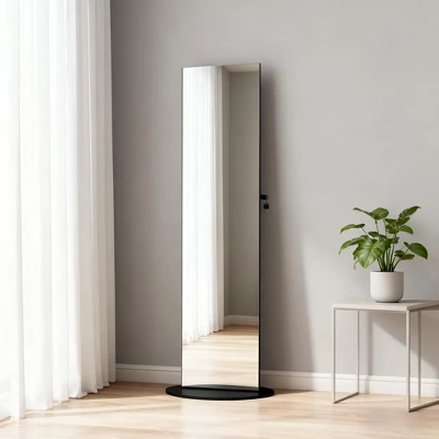 KWPZQEB 360° Swivel Jewelry Cabinet, Lockable Jewelry Organizer With Full-Length Mirror, Rear Storage Shelves, Jewelry Armoire For Bedroom 1 KWPZQEB 360° Swivel Jewelry Cabinet, Lockable Jewelry Organizer With Full-Length Mirror, Rear Storage Shelves, Jewelry Armoire For Bedroom