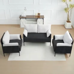 Modern 3-Piece Color Clash Back Armchair Sofa Set Loveseat And 2 Accent Chairs For Living Room Set -Baxton Studio Sale Shop GUEST 7607df1a 81b2 40b5 957d 0bf2310bddc5