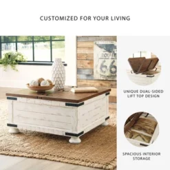 Wystfield Cocktail Table With Storage White/Brown - Signature Design By Ashley: Rectangular Lift-Top, Distressed Two-Tone Finish 10 Wystfield Cocktail Table With Storage White/Brown - Signature Design By Ashley: Rectangular Lift-Top, Distressed Two-Tone Finish -Baxton Studio Sale Shop GUEST 77145aee 2395 428f 8f69 3b56cf7d8eb2
