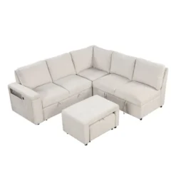 NicBex Couches For Living Room L-shaped Sectional Sofa Upholstered Sofa Couch With Storage Space, USB Ports, And Cup Holders On The Armrests -Baxton Studio Sale Shop GUEST 7783334d c816 449b a548 adbdb0c85d7b