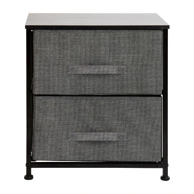 Emma And Oliver 2 Drawer Storage Stand With Wood Top & Dark Fabric Pull Drawers 8 Emma And Oliver 2 Drawer Storage Stand With Wood Top & Dark Fabric Pull Drawers - Image 8