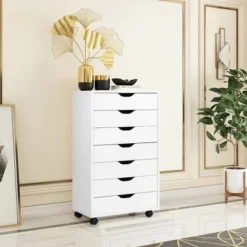Costway 7 Drawer Chest Storage Dresser Floor Cabinet Organizer With Wheels White 15 Costway 7 Drawer Chest Storage Dresser Floor Cabinet Organizer With Wheels White -Baxton Studio Sale Shop GUEST 77e8b36f 2094 4d4f 9e71 80737b7c0507