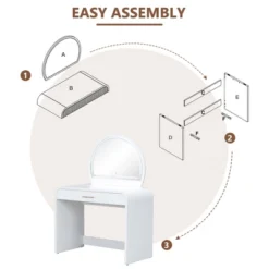 40"W Dressing Table Vanity Table Makeup Table With Touch Screen Lighted Mirror And Large Drawe - ModernLuxe 16 40"W Dressing Table Vanity Table Makeup Table With Touch Screen Lighted Mirror And Large Drawe - ModernLuxe -Baxton Studio Sale Shop GUEST 78208ef8 1d99 4fdd bd39 274d8a62e42c