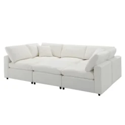 130"W Modular Sectional Sofa Couch Set, 6 Seat Convertible Sleeper Sofa Bed For Living Room -ModernLuxe -Baxton Studio Sale Shop GUEST 789a6978 dc85 4d86 9c00 75d4ba8fff68