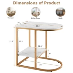 Costway C-shaped Side Table 2-Tier End Table With Storage Modern Compact Snack Table -Baxton Studio Sale Shop GUEST 78a800b4 2655 49fc bfc5 bc9f74078449