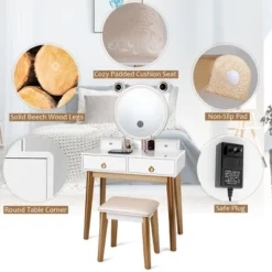 Costway Vanity Dressing Table Set Touch Screen Dimming Mirror -Baxton Studio Sale Shop GUEST 78d16680 0329 446b a0f7 9e37251facdc