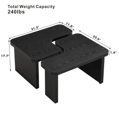 Nesting L Shape Coffee Table Set,Modular 2-Piece Detachable Tables For Living Room Garden,47.4'' & 35.4''-Baofuwish 4 Nesting L Shape Coffee Table Set,Modular 2-Piece Detachable Tables For Living Room Garden,47.4'' & 35.4''-Baofuwish - Image 4