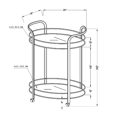 Derria Oval Mirrored Metal Frame Serving Cart - Furniture Of America 3 Derria Oval Mirrored Metal Frame Serving Cart - Furniture Of America - Image 3
