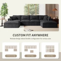 142'' U-Shaped Modular Sectional Sofa, Luxury Fully Compressed Couch With Ottomans & Cloud-Like Cushions - ModernLuxe -Baxton Studio Sale Shop GUEST 794b90ce 8fcd 4c8f 9a0b 4a7167926693