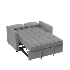 TiranisuBest Grey 3-in-1 Sectional Sofa Bed With Pull-Out Function, Adjustable Backrest, And Side Pocket, Ideal For Compact Spaces