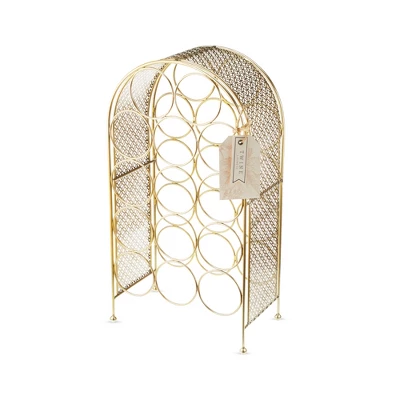 Twine Trellis Wine Rack, Holds 14 Bottles, Gold Countertop Wine Storage, Cast Iron 5 Twine Trellis Wine Rack, Holds 14 Bottles, Gold Countertop Wine Storage, Cast Iron - Image 5