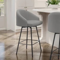 Nelly Swivel Barstool Light Gray/Black - Amisco 10 Nelly Swivel Barstool Light Gray/Black - Amisco -Baxton Studio Sale Shop GUEST 79cfa89a 0d5a 4deb ad47 7a629d5187ee