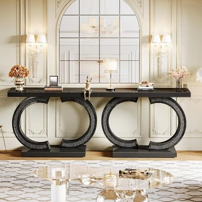 Tribesigns Modern 39-inch Mirrored Console Table With Sparkling Crystal Inlays 8 Tribesigns Modern 39-inch Mirrored Console Table With Sparkling Crystal Inlays - Image 8