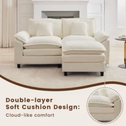 HYLEORY 74.8 In. Chenille Fabric 3 Seat Sectional Sofa With Ottoman -Baxton Studio Sale Shop GUEST 7a1a7f79 e7f5 45f7 985a afeaa4a7c3a1