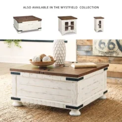 Wystfield Cocktail Table With Storage White/Brown - Signature Design By Ashley: Rectangular Lift-Top, Distressed Two-Tone Finish 11 Wystfield Cocktail Table With Storage White/Brown - Signature Design By Ashley: Rectangular Lift-Top, Distressed Two-Tone Finish -Baxton Studio Sale Shop GUEST 7a4e475b 9fdc 4511 b634 94ed1e9035fd