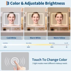 Arched Vanity Desk With Mirror And Lights, Makeup Vanity Table With 3 Drawers And 11 Storage Shelves, Large Dressing Table With Outlet 15 Arched Vanity Desk With Mirror And Lights, Makeup Vanity Table With 3 Drawers And 11 Storage Shelves, Large Dressing Table With Outlet -Baxton Studio Sale Shop GUEST 7a516652 b582 4ad5 948e ec0bd6470734