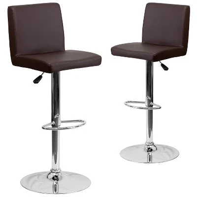 Emma And Oliver 2 Pack Contemporary Vinyl Adjustable Height Barstool With Panel Back And Chrome Base 10 Emma And Oliver 2 Pack Contemporary Vinyl Adjustable Height Barstool With Panel Back And Chrome Base - Image 10