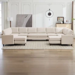 Hyleory Spacious 12-Seater U-Shaped Modular Sofa With Ottomans,Relaxed Style, Reconfigurable Design 30 Hyleory Spacious 12-Seater U-Shaped Modular Sofa With Ottomans,Relaxed Style, Reconfigurable Design -Baxton Studio Sale Shop GUEST 7a894adf 026d 47c7 af24 ad2019a8fe36