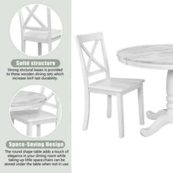 5-Piece Solid Wood Dining Table And Chairs Set, White - ModernLuxe -Baxton Studio Sale Shop GUEST 7a8e22ed f03d 42c8 9d26 2a81a4ca7af4