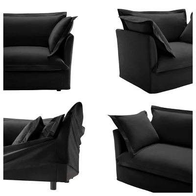 Slipcovered Sectional Sofa, 4 Seater Sofa With Removable Cover, Chenille Fabric Sectional Sofas, Deep Couch For Living Room-Cuddlewood 6 Slipcovered Sectional Sofa, 4 Seater Sofa With Removable Cover, Chenille Fabric Sectional Sofas, Deep Couch For Living Room-Cuddlewood - Image 6