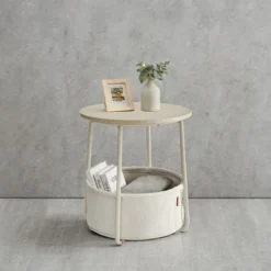 LEDREM Small Side Table With Storage Round End Tables Living Room Side Tables For Small Spaces Bedroom