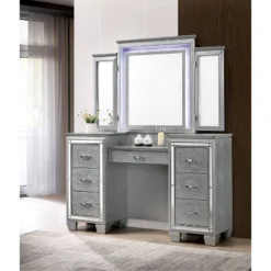 2pc Mallery Vanity Set With Stool Silver - HOMES: Inside + Out -Baxton Studio Sale Shop GUEST 7c013e39 84dd 4232 a898 7fd69f033509