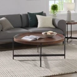 Alaterre Furniture 42" Brookline Round Coffee Table With X-Frame Metal Base 17 Alaterre Furniture 42" Brookline Round Coffee Table With X-Frame Metal Base -Baxton Studio Sale Shop GUEST 7c0304cf bd91 4621 9bd8 e7446d913019