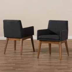Set Of 2 Nexus Mid Century Modern Walnut Wood Fabric Upholstered Dining Armchair - Baxton Studio -Baxton Studio Sale Shop GUEST 7c2e83b0 cc79 4987 ab7a 76ef802ed96d