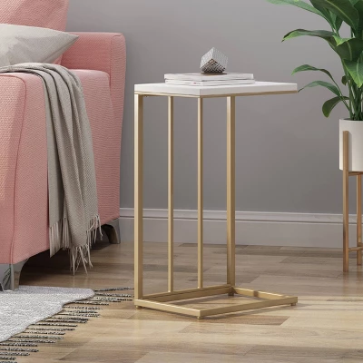 Durand Modern Glam End Table White - Christopher Knight Home 1 Durand Modern Glam End Table White - Christopher Knight Home