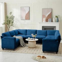 Hyleory 115" Corduroy Oversized Modular Sectional Sofa, U Shaped Couch, Large 8 Seater Corner Sofa For Living Room, Office, Spacious Space -Baxton Studio Sale Shop GUEST 7c93e11f 04f1 4b46 b585 717567cf3034
