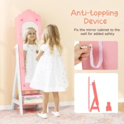 Tangkula Kids Jewelry Armoire Cabinet Freestanding Full Length Dressing Mirror With Large Capacity Pink/White -Baxton Studio Sale Shop GUEST 7d206318 6d9d 4adc 8911 0db897e9f7f8