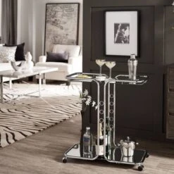 Ripley Chrome Finish Bar Cart Silver - Inspire Q