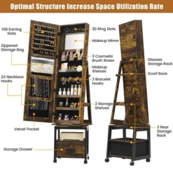 360° Swivel Jewelry Cabinet, 66'' Freestanding Jewelry Armoire With Bottom Drawer 11 360° Swivel Jewelry Cabinet, 66'' Freestanding Jewelry Armoire With Bottom Drawer -Baxton Studio Sale Shop GUEST 7d65623c 8419 4aaa 8856 a9dd94b6ff5c